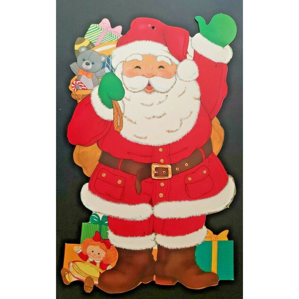Vintage Christmas‎ Die Cut Standing Jolly Santa with Toys 19x12"